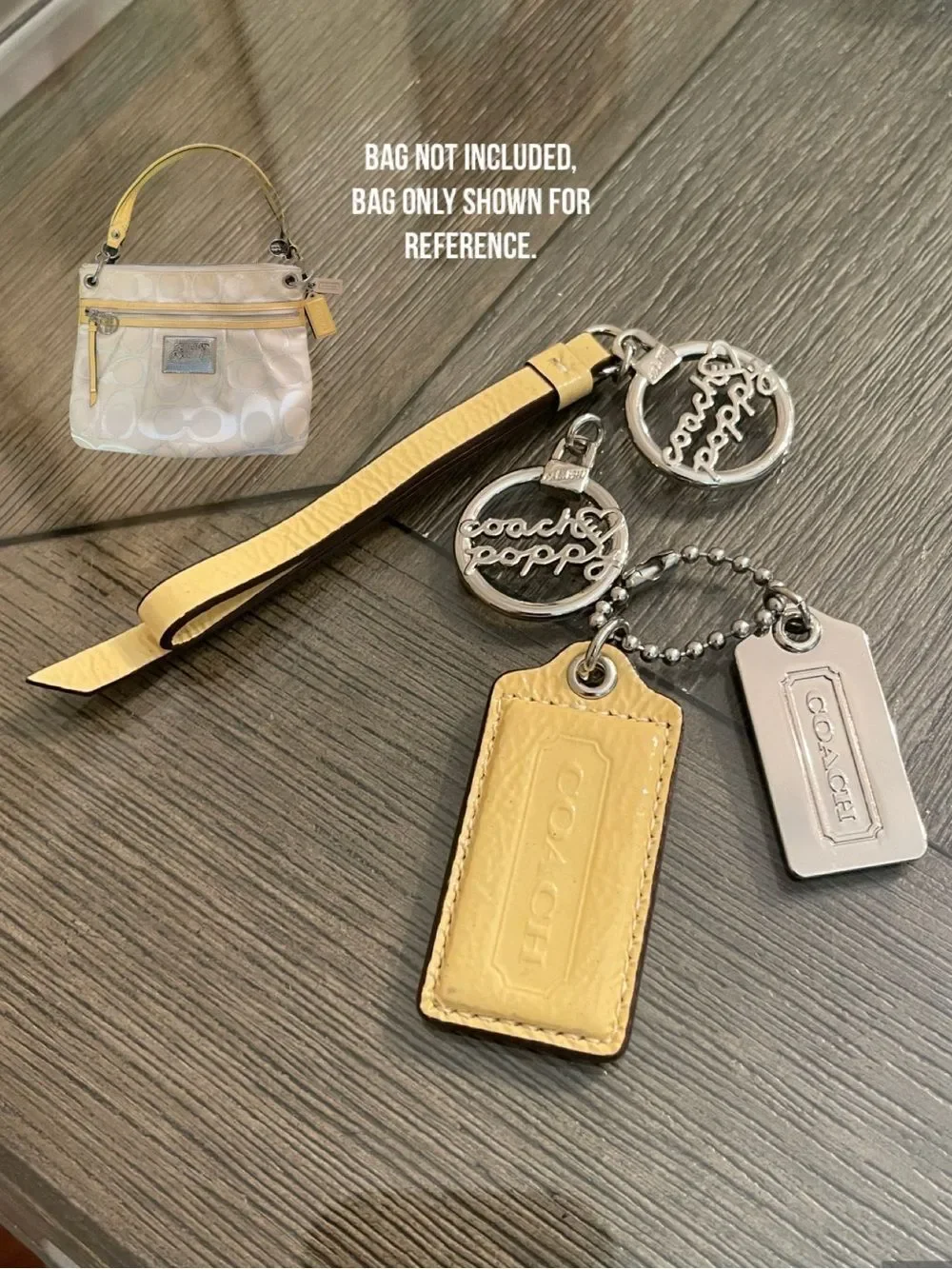 Coach Poppy Sig Satin Lurex Hippie Bag Pale Yellow & Silver-tone Metal Hangtags